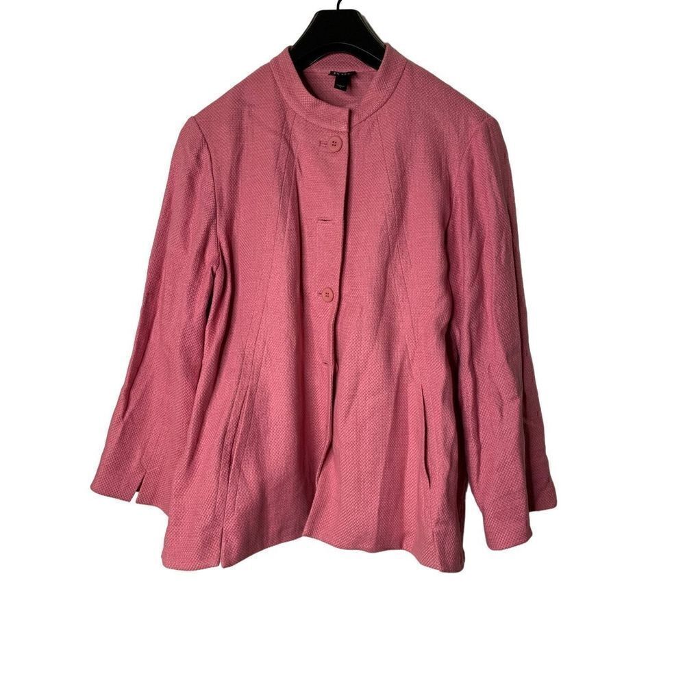 Eileen Fisher linen blend jacket pink women's size small
